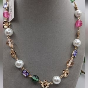 Issac Mizrahi Elegant Multicolor Beaded, Floral & Pearl Necklace NWT